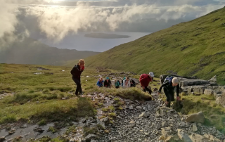 ‘June 30 group climbs final Munro Ben More, Isle of Mull.’