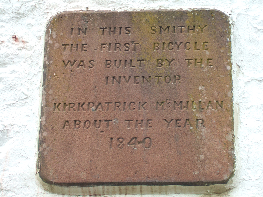 ‘Commemorative inscription on the smithy where MacMillan worked. Photo by George McDermid’