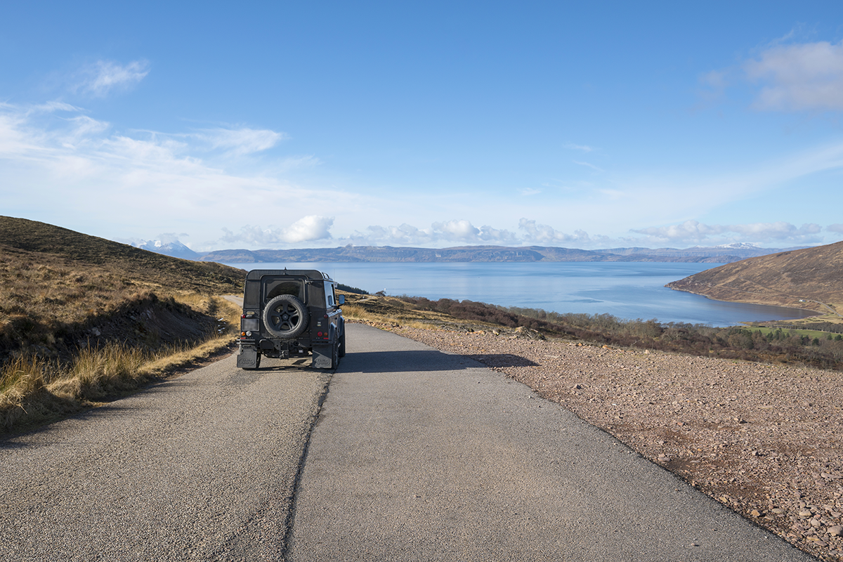 ‘Driving the Bealach na Ba - the road to Applecross looking toward Applecross Bay. Photo VisitScotland / Kenny Lam’
